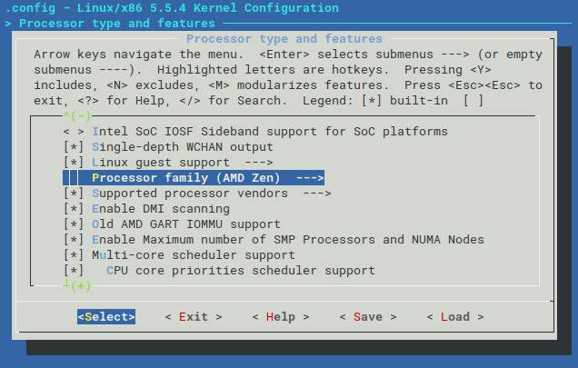 Linux 5.5.4 Kernel Configuration - XanMod - Processor family (AMD Zen) -->